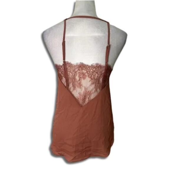Lush Sleeveless Lace Top Trimmed Back Cami Lightweight Burnt Orange W Small NWT - Picture 5 of 11